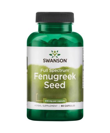 Swanson Full Spectrum Fenugreek Seed 610mg 90 Capsules High Dosed Lab Tested Soy Free Gluten Free Non-GMO