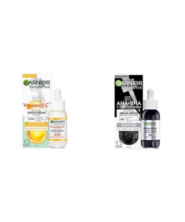 Garnier Vitamin C Serum + Charcoal Pore-Purifying Serum Bundle