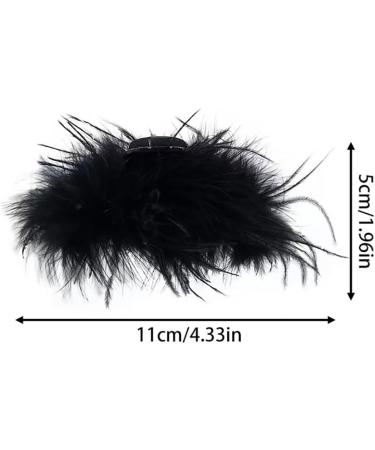 Asudaro Hair Clip With Feathers And Ruffles Elegant Hair Clips For Women Large Non Slip Hair Clips For Thick Hair Feather Hair Clips White Black - Buy Online on GoSupps.com