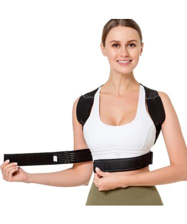 Posture Corrector for Men & Women | Adjustable Upper Back Brace for Pain Relief | Clavicle Support - Size S-L (Medium) - Black - Buy Online on GoSupps.com