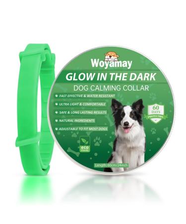 Woyamay calm collar for dogs |Adjustable sedative collar dog with fear stress |Natural dog collar with pheromones for dogs of all sizes60 days of action time (green) green-1 piece