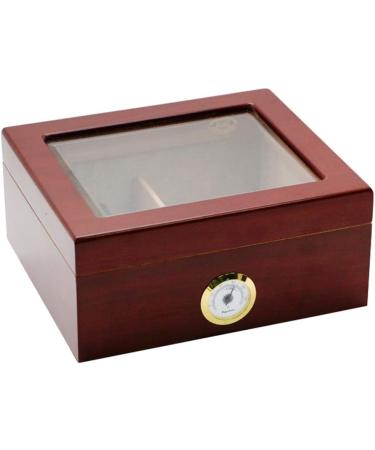 PIPITA Cigar Humidor Desktop Glass Top Cedar Wood Box Travel Humidor for Cigars with Humidifier and Hygrometer Holds 25-50 Cigars (Glass Top) (Red) - Buy Online on GoSupps.com