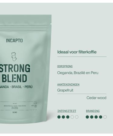 Incapto Strong Blend Coffee Beans Mix of 80 Arabica and 20 Robusta Strong and bitter Origin Uganda Brazil and Peru Roast Artisan coffee 500g - Buy Online on GoSupps.com