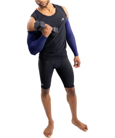 CompressionZ UV Protection Arm Sleeves Navy | Men & Women Elbow Compression Sleeve - Buy Online on GoSupps.com