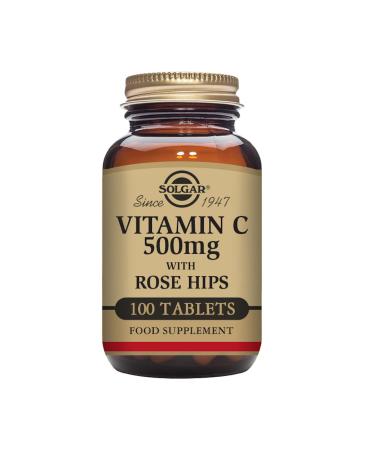 Solgar Vitamin C 500 mg with Rose Hips 100 Tablets - Antioxidant & Immune Support - Overall Health - Supports Healthy Skin & Joints - Non GMO Vegan Gluten Free Dairy Free Kosher - 100 Servings - Buy Online on GoSupps.com