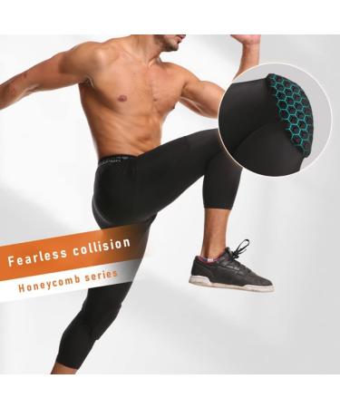 Blaward 2 Pack Men's Basketball Pants with Knee Pads 3/4 Capri Compression Leggings - Black Small - Buy Online on GoSupps.com