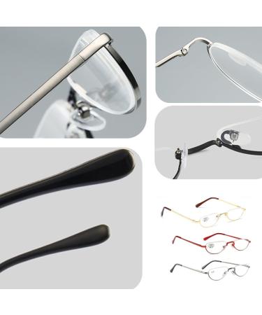 Stylish Half-Moon Reading Glasses for Men & Women | Anti Eyestrain Metal Frame Eyeglasses - Red 2.5x - Buy Online on GoSupps.com