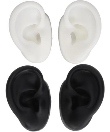 Silicone Ear Model - 2 Pairs Flexible & Reusable Simulation for Teaching (Black & White) - International Shipping Available - Buy Online on GoSupps.com