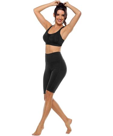 Anwell Women's Cycling Shorts with Cell Phone Pocket - Black Short Sports Pants & Leggings for Fitness - Buy Online on GoSupps.com