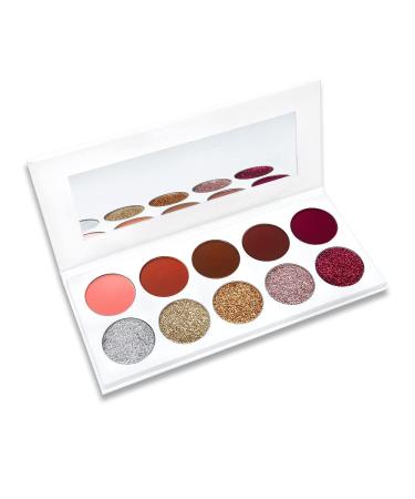 Waterproof Eyeshadow Palette 10 Colors Pressed Glitters & Nudetude Matte Shades Highly Pigmented Long-Lasting Shimmery Pearls Multi Reflective Eye Shadow Suite