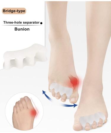 Soft Gel Toe Spacers - 3 Pairs for Toe Alignment & Pain Relief | Bunion Corrector & Toe Straighteners for Men & Women - White - Buy Online on GoSupps.com