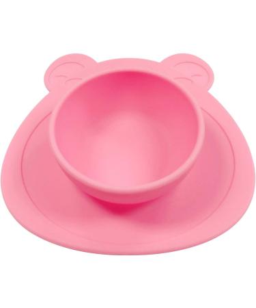 Wrapables Silicone Placemat & Suction Food Bowl Set for Baby - Pink Bear (Large) - Buy Online on GoSupps.com