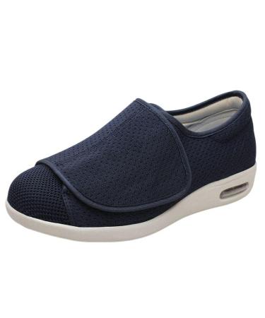 MISNAD Indoor Breathable Warm Cushioning Diabetic Slippers for Men Outdoor Anti Slip Wide Width Therapeutic Diabetic Shoes for Men Plantar Fasciitis Bunions Arthritis Swollen Feet Diabetic Shoes 7.5 Blue