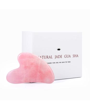 Deciniee Gua Sha Massage Tool, Natural Rose Quartz Guasha Tool for Face, Body - Heart Shape Pink Jade Gua Sha Stone Set Skin Care Tools for SPA Acupuncture Therapy Trigger Point Treatment Pink-1