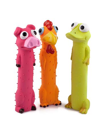 Chiwava 3 pieces 9 inch latex with squeaker dog toys long animal puppy squeaky interactive play sorted color different colors 3 pieces