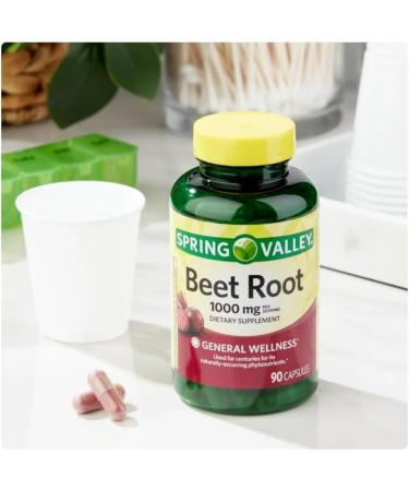 Spring Valley Beet Root 1000mg Capsules - 90 Count | Premium Quality Dietary Supplement for Enhanced Energy & Health - Buy Online on GoSupps.com