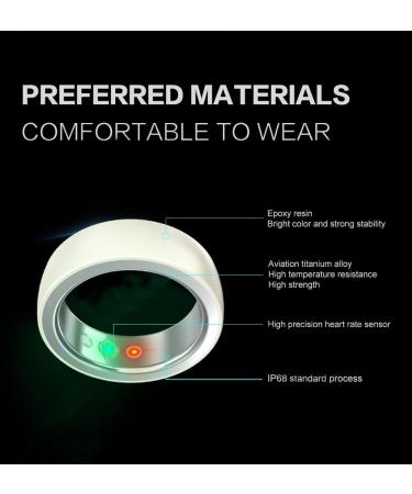 Smart Ring Health Fitness Tracker for Women & Men Continuously Records Sleep Quality Heart Rate Temperature Blood Oxygen and Pedometer Gift 12 White - Buy Online on GoSupps.com