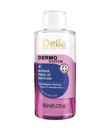 DELIA COSMETICS- Hypoallergenes two-phase liquid for removing eye and mouth make-up Dermo System- for sensitive and allergies tending skin- without fragrances parabens alcohol- 150ml hypoallergenic two-phase fluid