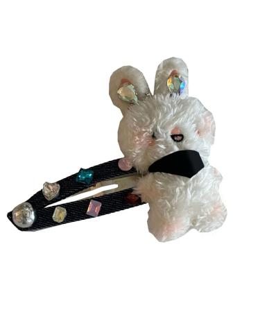 hgnxa Sweet Hair Clip Cartoon/Bear Shape Snap Hairpin Plush Hair Clip for Ponytail Bangs Hairpins for Teens Children Rabbit