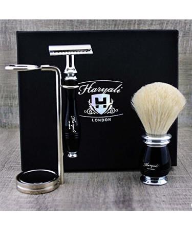 Elegant Men's Grooming Essentials | Classic Shaving Set with Pure White Badger Brush & DE Safety Razor | International Shipping Available - Buy Online on GoSupps.com