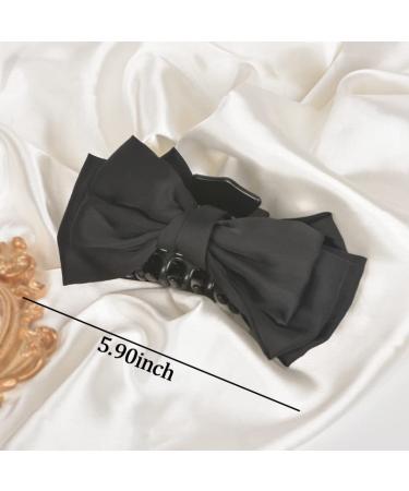 Large Black Satin Bow Hair Claw Clips - Stylish Hair Accessories for Women and Girls - Buy Online on GoSupps.com