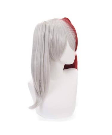 Lwiuentx Mha Cosplay Todoroki Shouto Wig - Half Silver & Red with 2 Ponytails + Free Wig Cap - Perfect for Anime & Cosplay Events - Buy Online on GoSupps.com