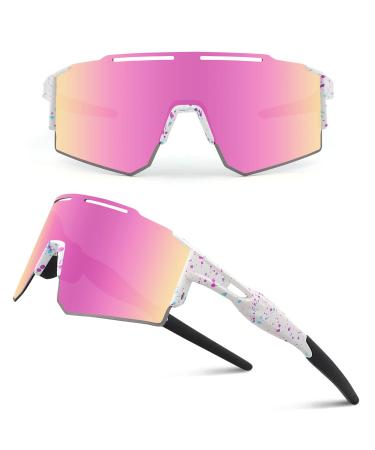 Duduking sunglasses bicycle glasses men women water transfer printing sports glasses cycling glasses for outdoor sport cycling golf UV 400 protection baseball glasses pink - Buy Online on GoSupps.com