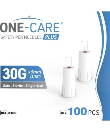 ONE-CARE Plus Safety Pen Tips 30G x 5mm - Universal Comfort Design Box of 100 | International Shipping Available - Buy Online on GoSupps.com