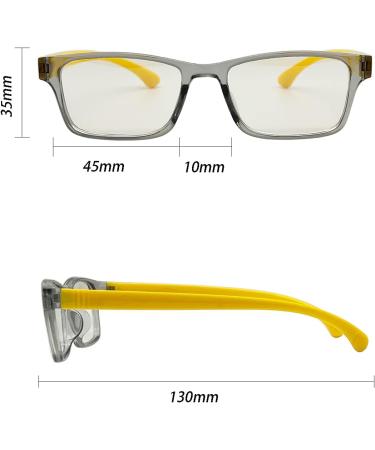 Shop LHSDMOAT Children's Blue Light Filter Glasses - Rectangular Frame Gray/Yellow - Protect Eyes from Computer & Gaming Strain - Buy Online on GoSupps.com