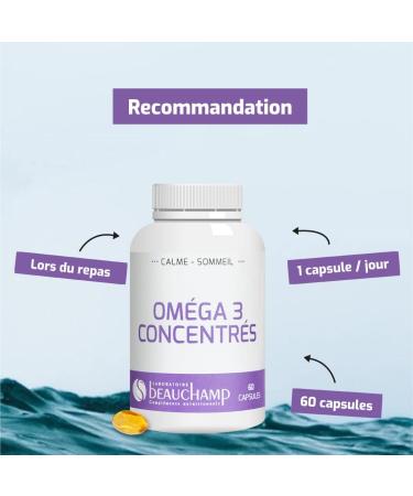 Laboratoire Beauchamp - Food supplement OMEGA 3 CONCENTRATES - Good brain function - Memory - Intake of omega 3 EPA and DHA- Developed in France - Buy Online on GoSupps.com
