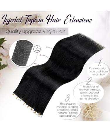 Shop Laavoo Virgin Tape Extensions - 60cm Black Real Hair - 5 Piece Remy Invisible Extensions - Buy Online on GoSupps.com