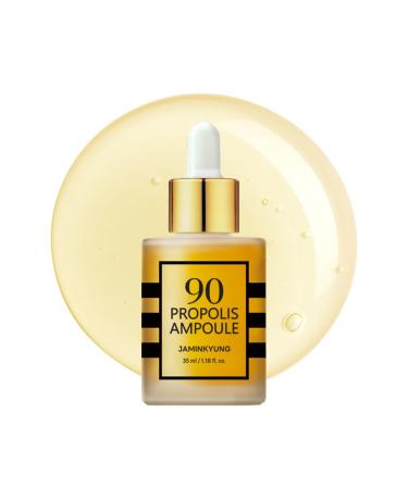 JAMINKYUNG 90 Propolis Ampoule - Korean Face Serum with Triple Propolis Snail Mucin & 8-Hyaluronic Acid for a Glowing Complexion & Deep Hydration with Niacinamide for Dry Dull Skin 1.18 fl oz