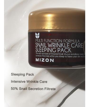 MIZON Snail Wrinkle Care Sleeping Pack 80g - Korean Anti-Aging Leave-In Night Mask with Snail Mucus for Intensive Skin Care - Buy Online on GoSupps.com
