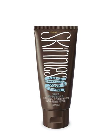Skinnies Sungel New Formula SPF30 Eco Sunscreen, 3.4oz UVA UVB, Not Diluted With Water, Reef Safe, Vegan, Use Pea Size Blob Fragrance-Free