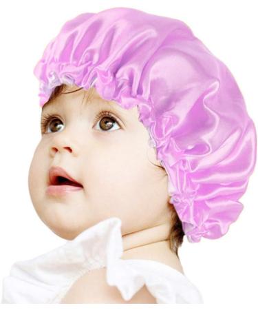 Minkissy Kids Satin Bonnet | Double Layered Sleep Cap Night Hat for Baby Children | Adjustable Elastic | Toddler Sleepwear Accessory in Purple - Buy Online on GoSupps.com