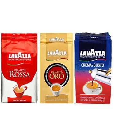 Lavazza Sampler 3 Pack Ground Coffee 8.8 Oz Bricks - Crema e Gusto Qualita Rossa Qualita Oro by Lavazza