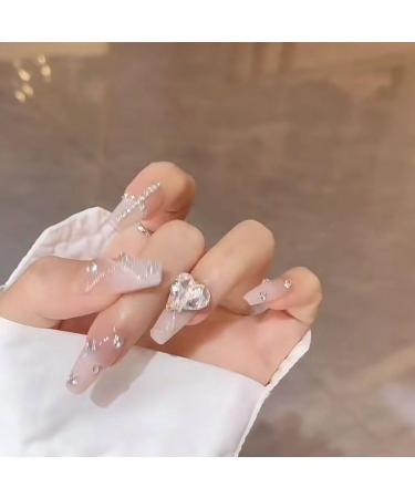 Temperament manicure hand-made nail patch milky white gradient chain finished product can be disassembled and repeated.(S) - Buy Online on GoSupps.com