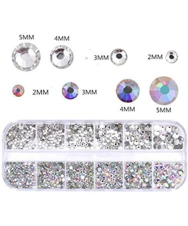 Alminionary Crystals AB Nail Art Rhinestones Kit with Tweezers and Picker Pen - Nail Stones in 6 Sizes for Nails, Clothes, Face, Crafts - Buy Online on GoSupps.com