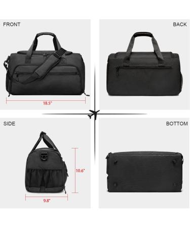 Small Fitness Duffle Bag with Wet Pocket & Shoes Compartment | Water-Resistant Gym Bag for Men and Women | Light Black Weekender Duffel - Buy Online on GoSupps.com