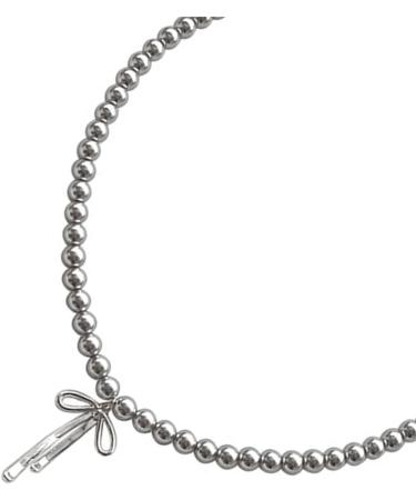 Oralgo's Exquisite Gray Pearl Necklace - Elegant Collarbone Chain with Loop Trailer & Charm Decoration for Women - Premium Copper Jewelry - Buy Online on GoSupps.com