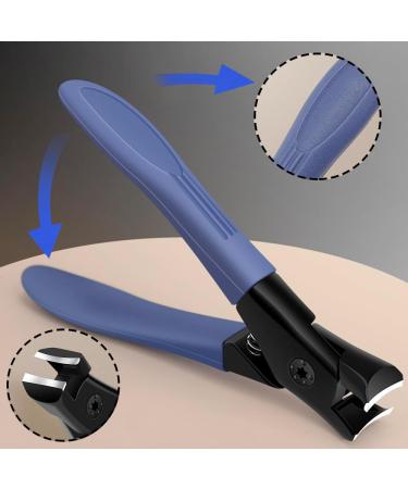 Nail Clippers for Thick Nails Wide Jaw Nail Cutter Toe Nail Clippers with Nail File Ultra Sharp Curved Splash Proof Trimmer for Adults Men Women Seniors Blue - Buy Online on GoSupps.com