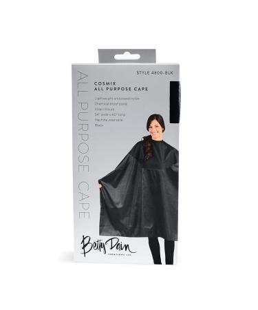 Betty Dain Signature Cosmix Coloring/Styling Cape 54x60 Inch - Chemical-Proof, Lightweight Fabric, Snap Closure - Black - Buy Online on GoSupps.com