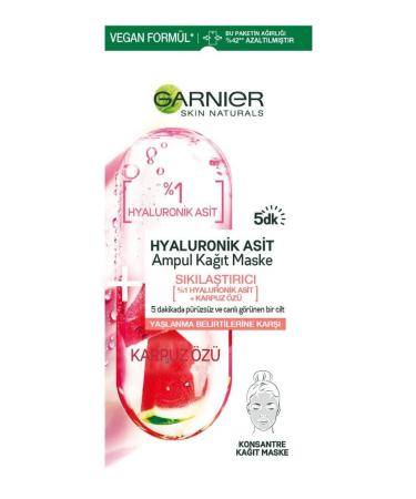 Garnier Hyaluronic Acid & Watermelon Firming Ampoule Sheet Mask 15g Hydrate & Smooth Skin | International Shipping - Buy Online on GoSupps.com