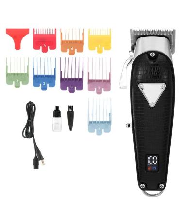 Hair Clippers for Men High Power Oil Head Barber Vintage Metal Leather Body Hair Salon Pusher LCD Digital Display Barber Scissors Clippers Black