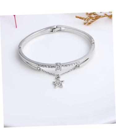 Shop Minkissy Star Jewelry Bracelet - Sun & Moon Design Crystal Pearl & Gemstone Accents for Women - Miss Celebrity Silver 19.5*1.2cm - Buy Online on GoSupps.com