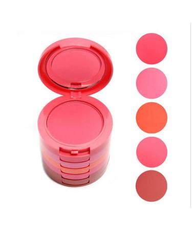 FantasyDay 5 Colors Blusher Palette Facial Base Foundation Pressed Powder Cheek Cosmetics - Waterproof A02