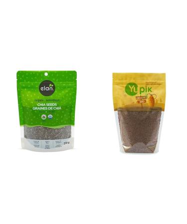 ELAN Organic Chia Seeds Non-GMO Vegan Gluten-Free 250 Gram & Organic Brown Flax Seeds Non-GMO Vegan Gluten-Free 1Kg