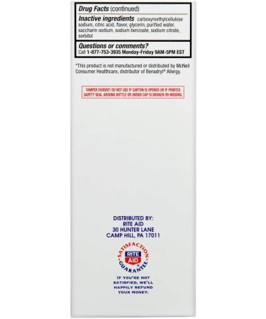 Rite Aid Children's Allergy Relief Diphenhydramine HCI 12.5mg - 4oz Bubble Gum Flavor | Antihistamine for Kids | Allergy Medication - Buy Online on GoSupps.com