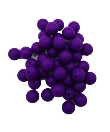 50pcs Classic Purple Color Silicone Round Beads Sensory 15mm Silicone Pearl Bead Bulk Mom Necklace DIY Jewelry Making Decoration