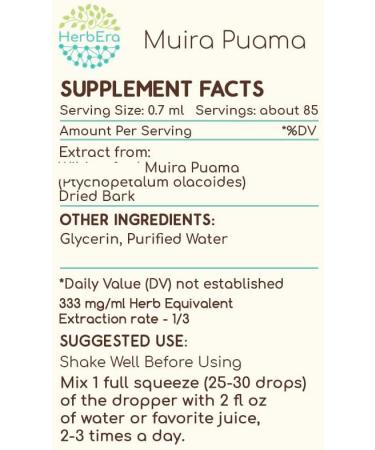 Muira Puama B60 Alcohol-Free Herbal Extract Tincture, Concentrated Liquid Drops Natural Muira Puama (Ptychopetalum Olacoides) 2 fl oz 2 Fl Oz (Pack of 1) - Buy Online on GoSupps.com
